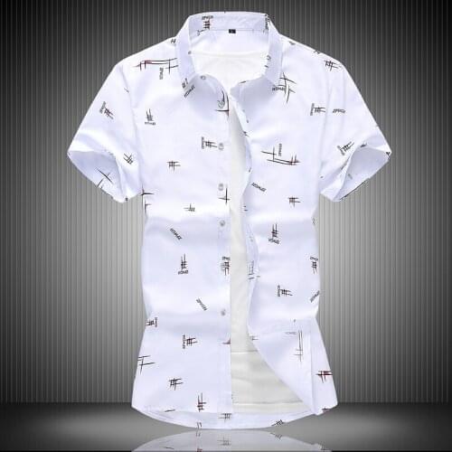2019 summer Brand Men Short sleeve shirts letter printed casual Business male Shirts Camisas masculina Plus Size 5XL 6XL 7XL
