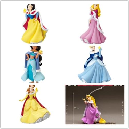 6PCS 9cm Christmas limited Disney Princess ornaments pendant Snow White Cinderella long hair bell Ariel collection ornament