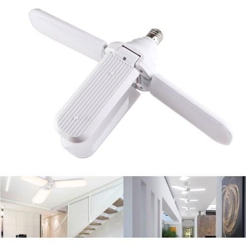 60W E27 LED Bulb Super Bright Foldable Fan Blade Angle Adjustable Ceiling Lamp Home Energy Saving Lights