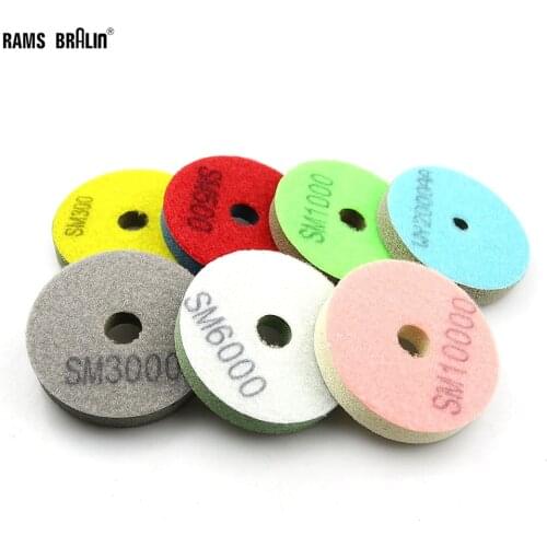 7 pieces 3"/80mm Marble Sponge Wet Polishing Pad for Stone Fine Finish P300 -P10000