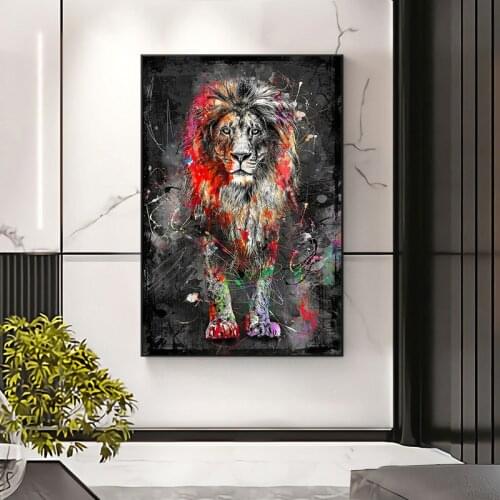 Abstract Colorful Lion Painting Modern Animal Wall Art Picture Cuadros for Artwork Canvas Poster Printed Graphic Home Decoration