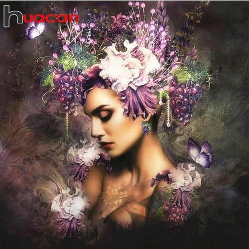 Huacan 5D Diy Diamond Painting Portrait Diamond Mosaic Embroidery Woman Pictures Of Rhinestones Home Decoration