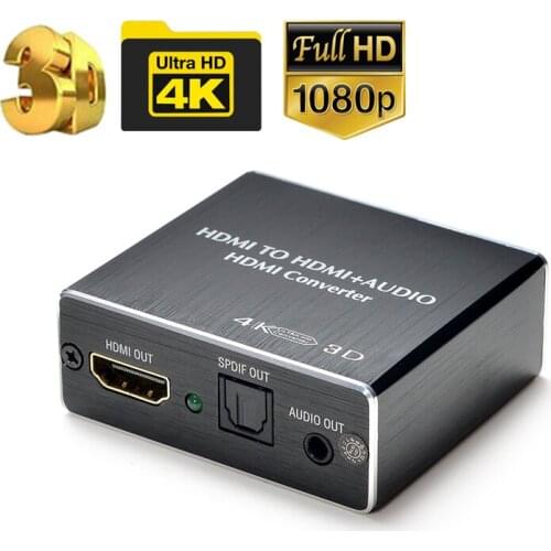 With DTS / Dolby Audio Extractor RCA HDMI-compatile Audio Extractor Splitter HDMI-compatible To Audio Extractor Optical 4K SPDIF