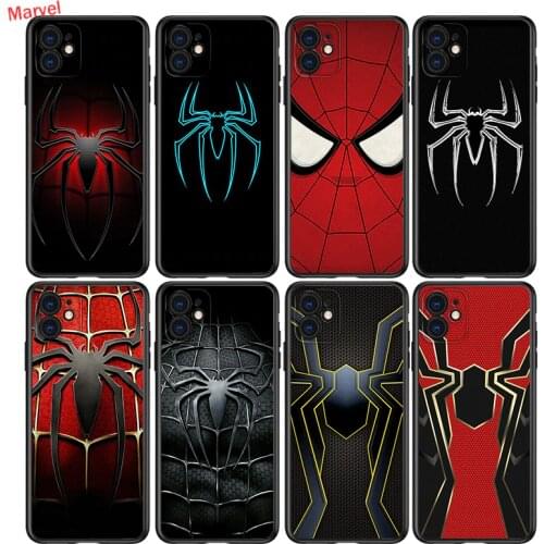 Black Silicone Cover Spider Man Logo For Apple IPhone 12 Mini 11 Pro XS MAX XR X 8 7 6S 6 Plus 5S SE Phone Case
