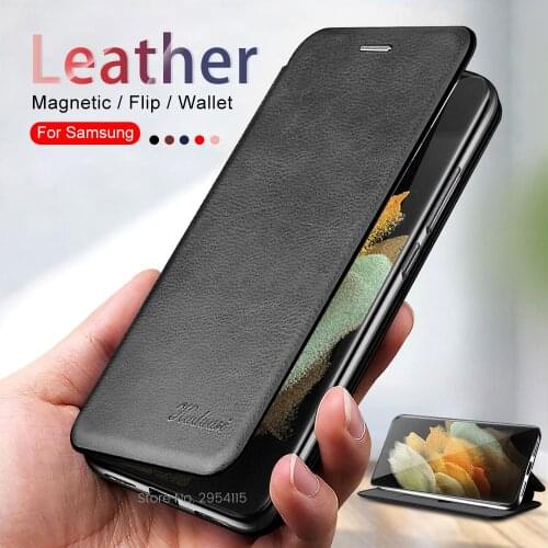 Para fundas on s21+ case book style leather magnetic flip covers for samsung galaxy s21 s 21 ultra plus 5g 2021 book stand coque