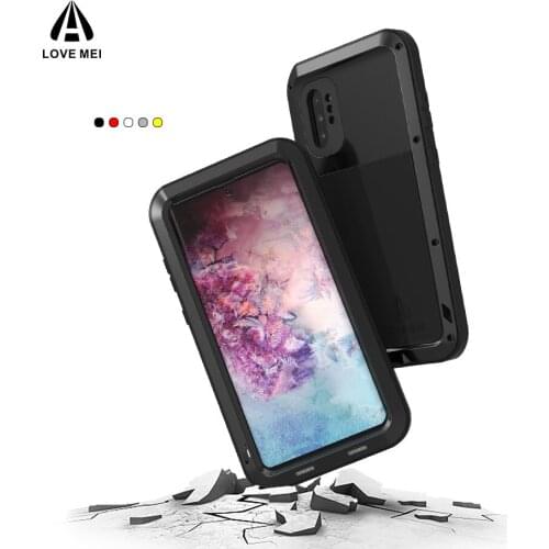 LOVE MEI Powerful For Samsung NOTE 10+ Case Shockproof Silicone Metal Case Cover For Samsung Galaxy Note 10 Plus 5G Armor
