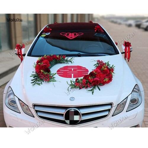Car decoration crescent moon wedding car decoration set wedding wedding car float team simulation rose CD50 Q03