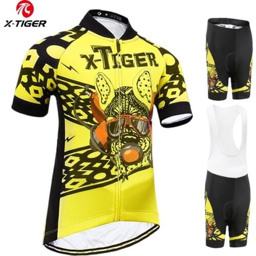 X-TIGER Short Sleeves Kids Cycling Set Summer Children Bicycle Clothing Quick-Dry Boy&Girl Cycling Jersey Set Kids bike Clothes