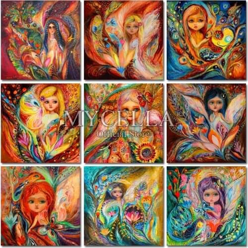 DIY Diamond Painting Big Green Eyes Girl Painting Cross Stitch Full Rhinestone Needlework Wall Mosaic Fantasy Fairy Art Picture