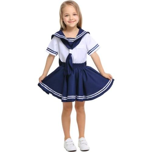 Japanese Anime Boys Girls Sailor Moon Cosplay Costume Bowknot Tops Pleated Skirt Kawaii Uniform Children Halloween Party Costume