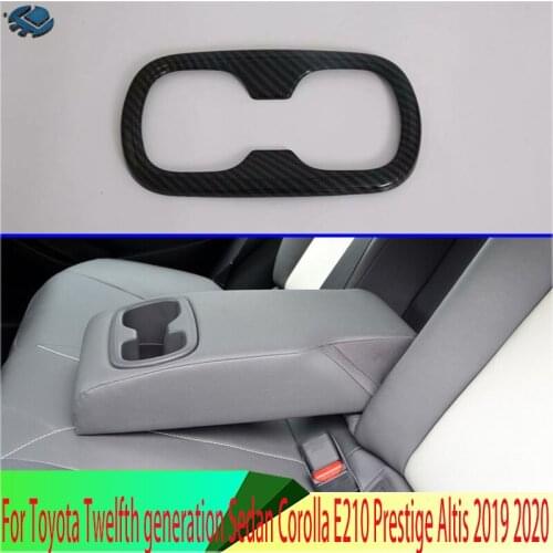 For Toyota Twelfth generation Sedan Corolla E210 Prestige Altis 2019 2020 Carbon fiber style Rear Seat Drink Cup Holder Trim