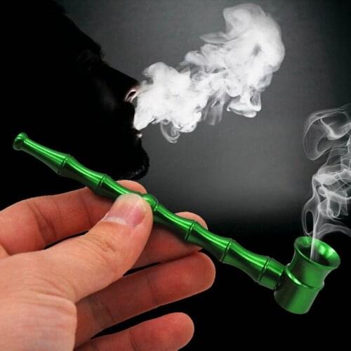 Creative Small Bamboo Stems Portable Smoking Pipe Herb Tobacco Pipes Tobacco Smoke Metal Pipes Gifts Smoking Accessories 1pcs