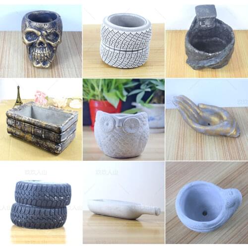 Creative simple diy cement pot silicone mold succulent flower pot mold clear water concrete mold