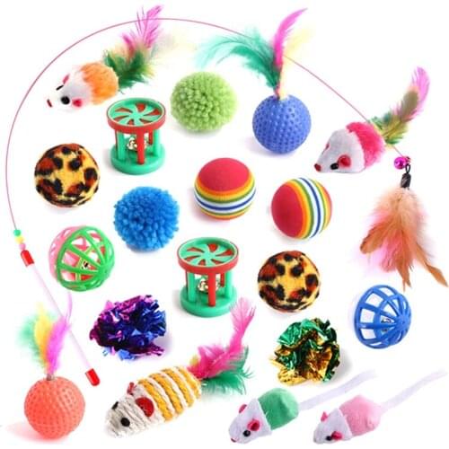 Legendog 20PCS Kitten Toys Variety Pack-Pet Cat Toy Combination Set Cat Toy Funny Cat Stick Sisal Mouse Bell Ball Cat Supplies