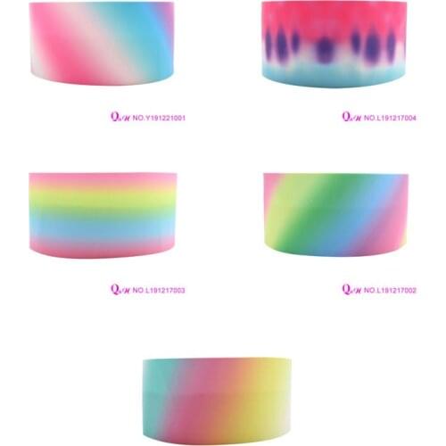 Q&N ribbon 16mm 22mm 25mm 38mm 50mm 75mm tie-dye printed grosgrain ribbon webbing 50yards/roll for hair tie free shipping