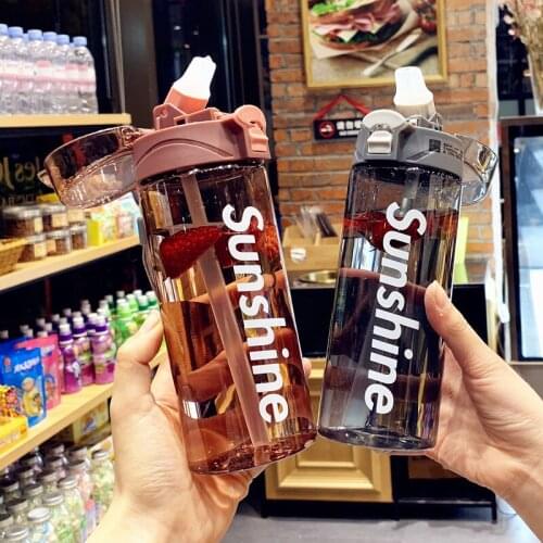 Personality plastic cup sports outdoor leak-proof portable kettle male and female student cup adult straw cup FQ-1906