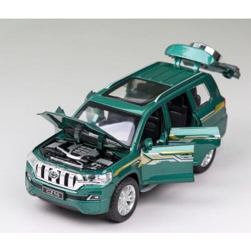 1: 32 Simulation Toyota Prado car Model Alloy SUV Childrens Toys Birthday Return Car New Year Christmas Gift Green