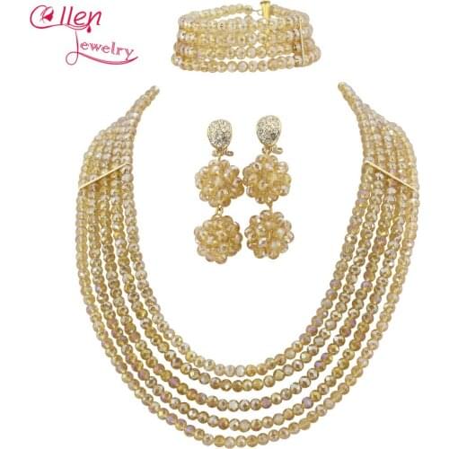 Fashionable Royalblue Nigerian Wedding Bride Jewelry Set Gift Costume Necklace Bracelet Earrings african beads jewelry set N0050