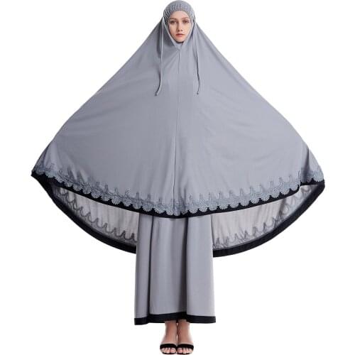 Prayer Clothes Outfit Islam Muslim Women Hijab Dress Salat Set 2PCS Long Khimar Jilbab Set Robe Femme Musulmane BH06