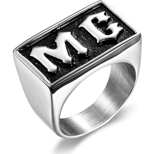 JL jewelry 316L stainless steel band club motorcycle MC biker fashion boys MC letter rings for men BR1020