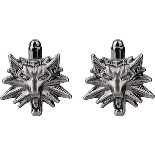 Black Color Wolf Cufflinks Men Classic Brand Black Wolfhead Cuff Button Designer High Quality Mens Shirt Taper Cuff Links