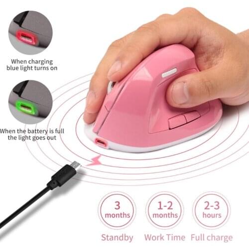 Ergonomic Wireless Mouse 1600DPI USB Rechargeable 2.4GHz Optical Vertical Mice