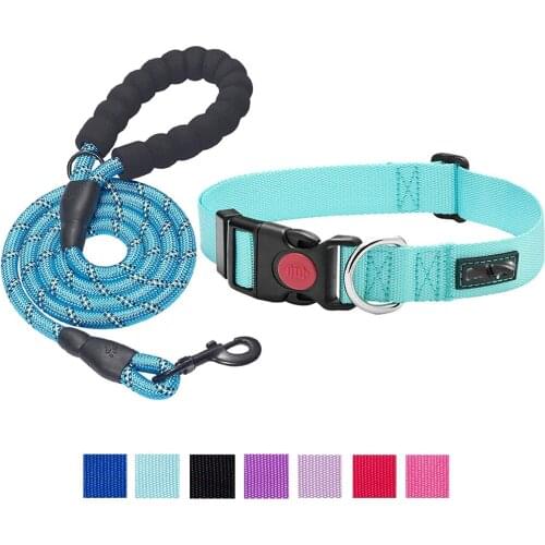 Dog Collar and Leash Set Adjustable Soft Collar Personalized with Quick Release Buckle+Unique Heavy Duty Dogs Outdoor Walking