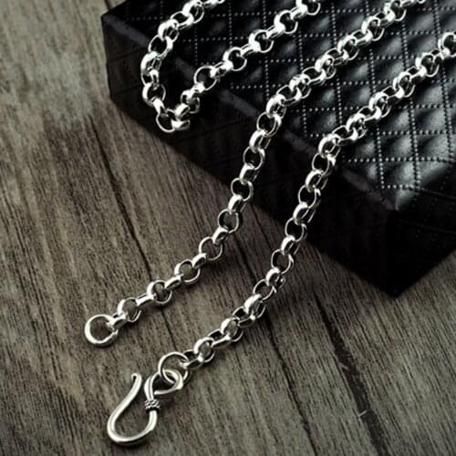 Real Silver 3.5-5MM Thick Cross O Link Chain S925 Sterling Round Sweater Chain Necklace Man Woman Jewelry Gift