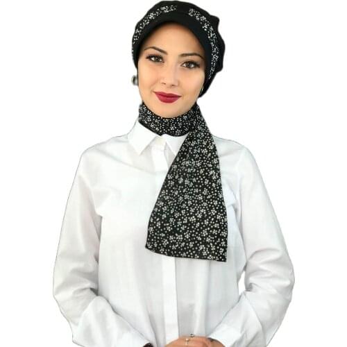New Fashion 2021 Islamic 1headscarf Turban Womens Hat Seasonal Bonnet One-piece Foulard Black Biritli Scarf Hat