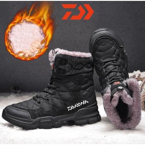 Daiwa 2021 New Winter Mens Snow Boots High Quality Warm Plush Waterproof Boots Casual Outdoor Fishing High-Top Big Size Shoes
