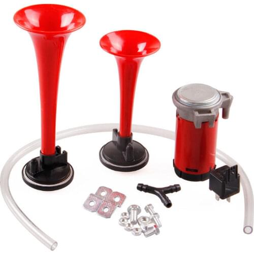 New 12V Dual Trumpet Air Horn High Quality Classic Black Super Loud Powerful Train Sound Shiny Dual Car Van Truck Boat Air Horn