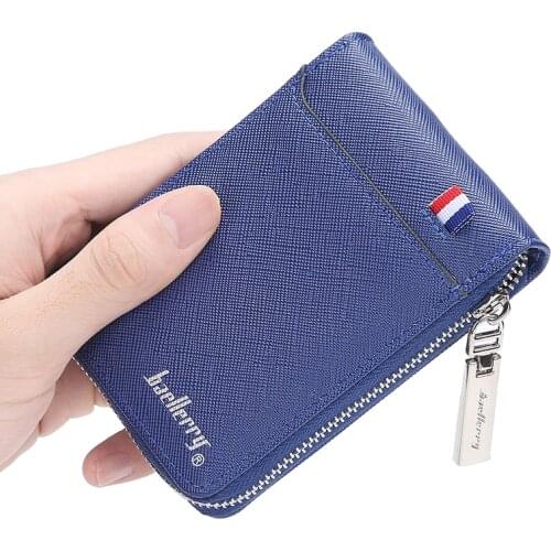 New fashion zipper Mens Wallet small short Credit Card Holder for male vintage mini man purse with coin pocket