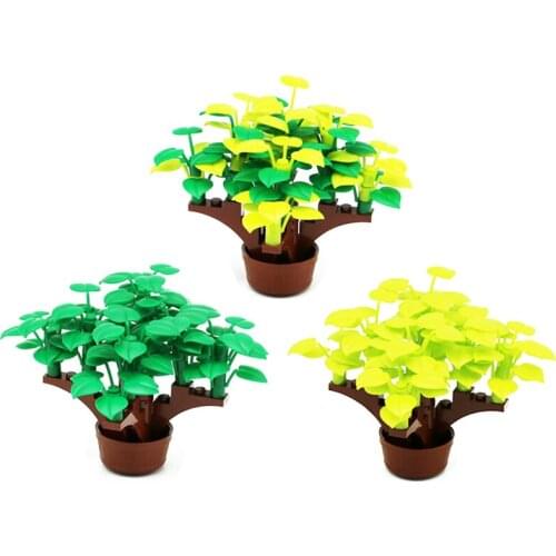 City Series Birthday Present Educational Building Blocks Green Sill Potted Plant Model Toy Accessories Different Colors Cities