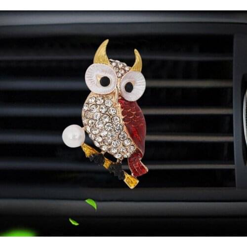 Auto Outlet Air Freshener Metal Car Air Freshener Fragrance Gifts Air Vent Perfume Pearl Owl Crystal Perfume Clip