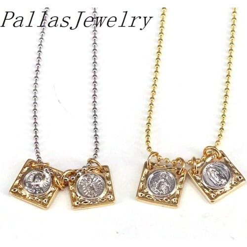 5Pcs, High Quality 12MM Gold Color Virgin Mary Necklace For Women Jesus Religion Pendant Necklace Jewelry