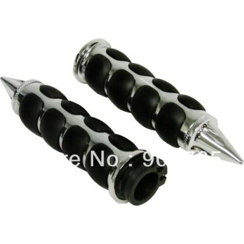Pair Chrome Spike1" Hand Grips for Suzuki GSX-R 600 750 1000 SV650 Hayabusa GS TL1000 Ninja Yamaha Honda Rebel