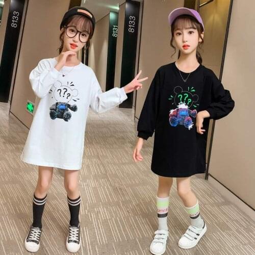 Dress Girls Cartoons Dresses For Girl Long Sleeve Fashion Kids Dresses Autumn Novelty Cotton Clothes For Girls 4 6 8 10 12 Years