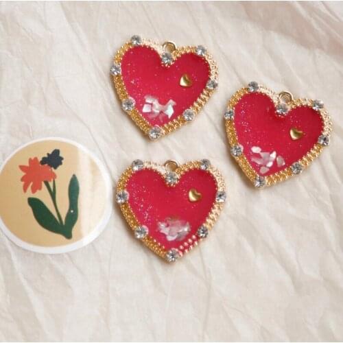 Retro palace diamond-studded love epoxy mixed into pendant earrings jewelry accessories diy material