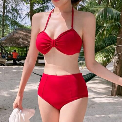 Sexy High Waist Bikini Set Women Halter Push Up Swimsuit Tube Top Swimwear 2021 New Female Brazilian Biquini Triangle Beachwear