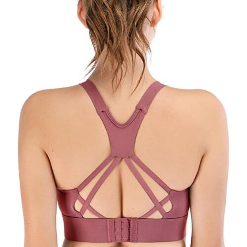Sexy Women Backless Active Wear Cross Back Yoga Bras High Impact Sport Bra Fitness Women Breathable Push Up Bra