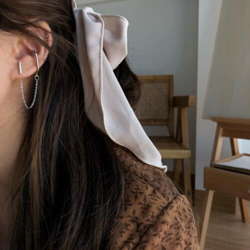 Clip Earrings For Women C-shaped Chain Tassel Korean Style Design Creative Fashion Hot New Trend Female Student Jewelry BOYULIGE