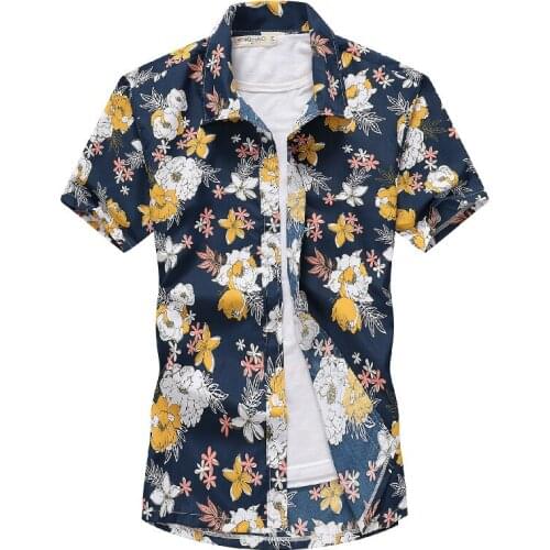 Shionfa Summer Mans Short Sleeve Beach Shirts Tide Floral Coconut Tree Pattern Shirts Quick Dry Shirt Thin Casual Cardigan 5XL