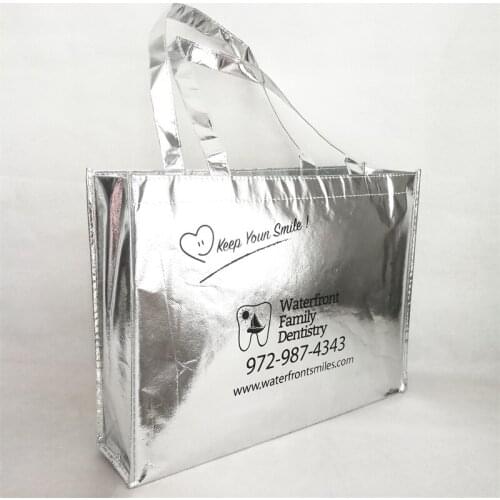 Bling Glossy Glitter Reusable Personalized PP Metallic Non Woven Gift Bags Boutique Goody Bag Event Party Favors Present Packing
