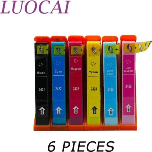 LuoCai Compatible Ink Cartridges 6 PIECES For Epson T2421-T2426 EXPRESSION PHOTO XP- 750 760 850 860 950 Printers