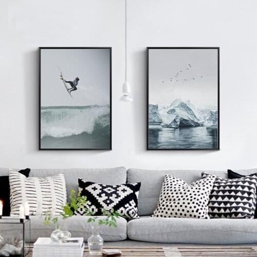 Modern Minimalist Seaside Surf Ice Snow Landscape Canvas Painting Art Print Posters Pictures Wall Bedroom Living Room Home Decor
