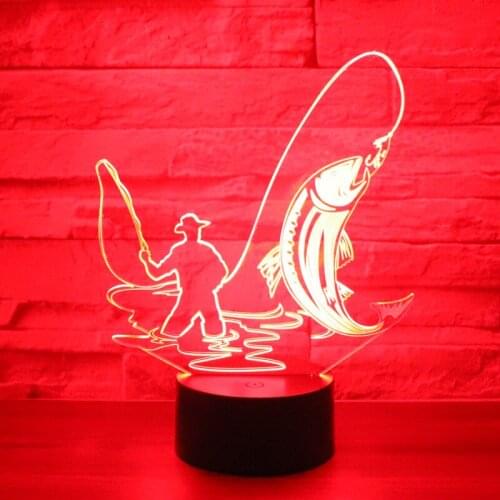 3D LED Night Light Fishing Big Fish with 7 Colors Light for Home Decoration Lamp Amazing Visualization Optical Illusion Awesome