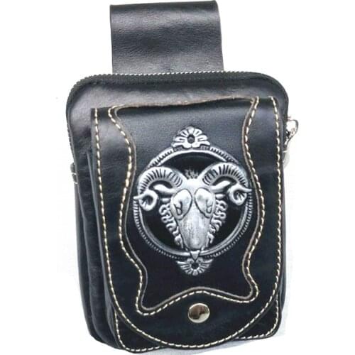 Universal Black Really leather Side Bag Tool Luggage Saddlebag For Harley Cruiser Chopper Bobber Touring Motorcycle