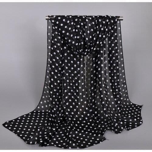Women Chiffon Shawls Female Pareo Beach Towels Summer Autumn Printed Dots Fashion Muslim Hijab Silk Wrap Cape Scarves