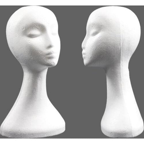 19.5'' Inch Styrofoam Female Wig Head Mannequins Manikin, Style, Model & Display Womens Wigs, Hats & Hairpieces Stand