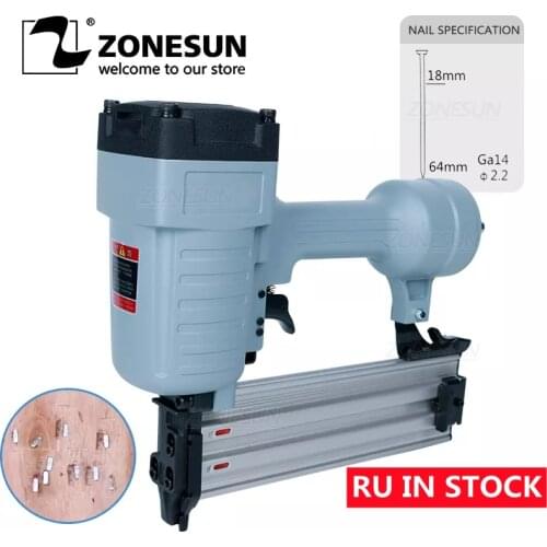 ZONESUN ST64 Steel Iron Nail Gun Pneumatic Micro Pinner Nailer Air Brad Pin Gun For Furniture Wood concrete steel plate